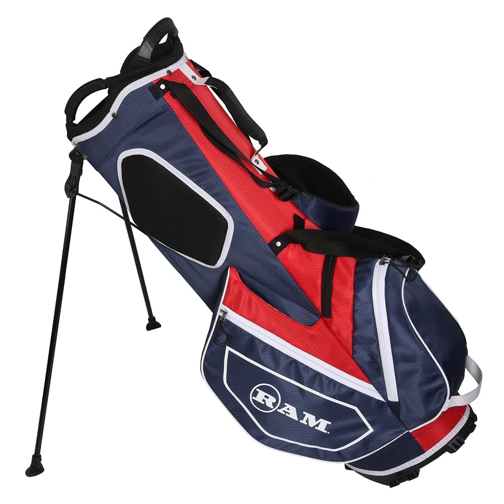 Ram Golf FX Lightweight Golf Stand Carry Bag, Navy/Red