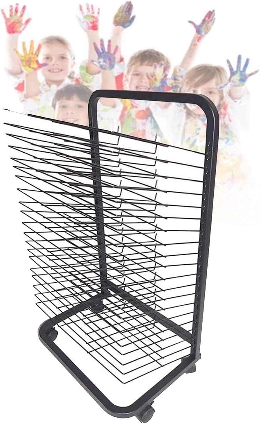 NGDFGR Mobile Paper Drying Rack,20 Layers,Art Studio Space-Saving Drying Rack,Classroom Art Drying Easel Rack,For Works Of Art Studios And Home Use,