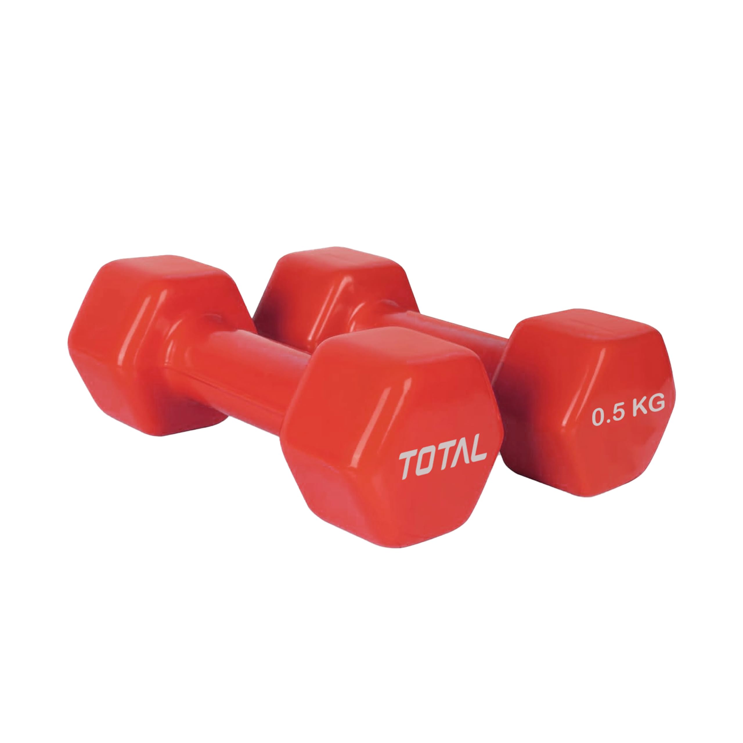 TOTAL Vinyl Coated Hexa PVC Dumbbells Set for Home Workout & Gym | Durable Non-Slip Dumbbell Pair for Strength Training, Biceps & Triceps for Men & Women | Set of 2-1 KG (0.5kg each) RED-image-33