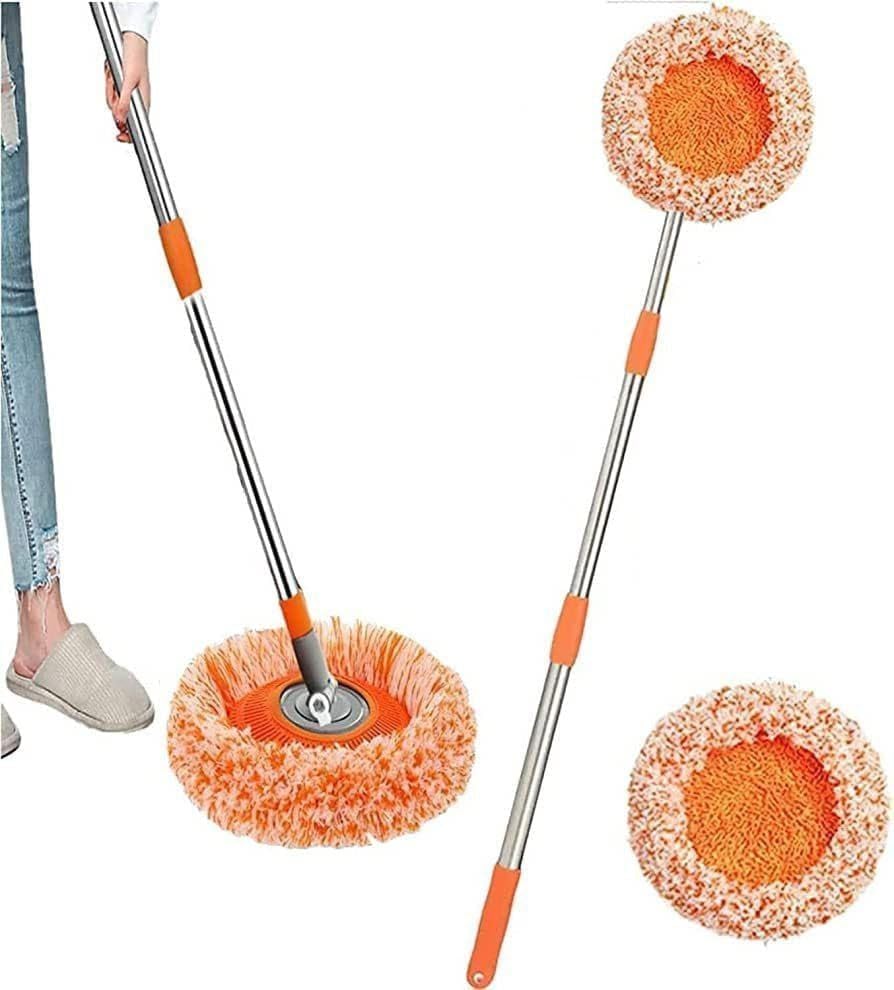 360° Rotatable Adjustable Cleaning Mop with Extendable Handle – Stainless Steel & Plastic Microfiber Mop for Floor, Wall, Ceiling & Window Cleaning (Orange, 55–110 cm)-image-45