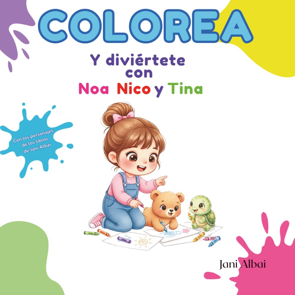 Colorea y diviértete con Noa, Nico y Tina: Libro de actividades para niños de 3 a 6 años con dibujos para colorear, laberintos y une los puntos.