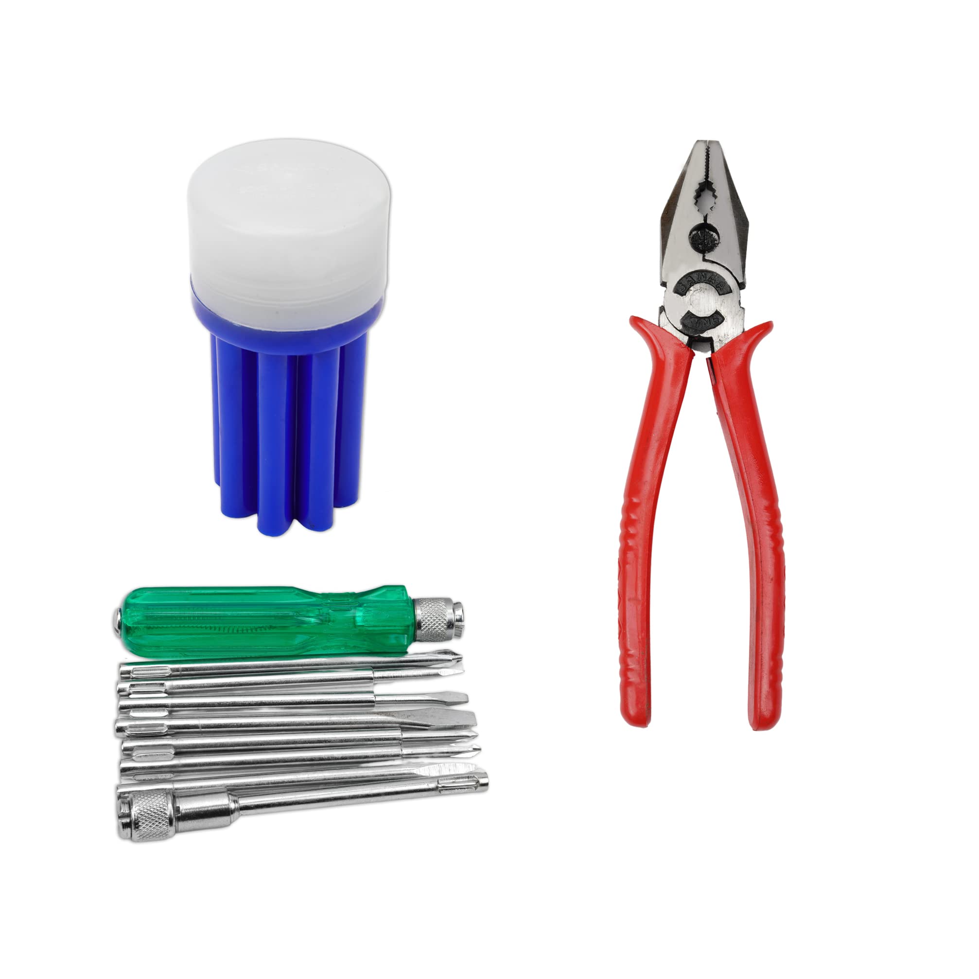 AK HAND TOOLS Home Hand Tools Combo | Screw Driver Set & Plier | Screwdriver 8 Blades with Tester | 1 Pcs Plier | For Home, Garage, Car, Bike, Industry