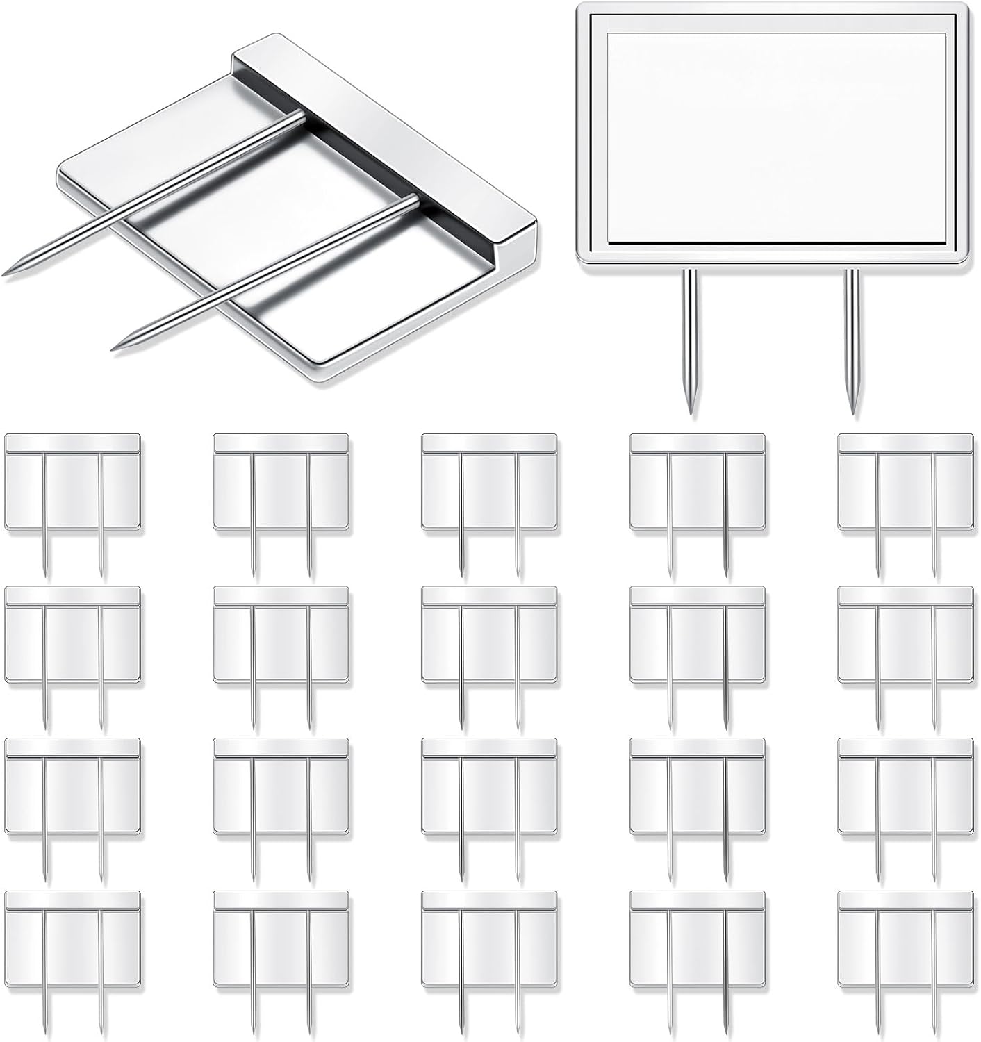 Amylove 20 Pcs Silver Cubicle Pins Partition Pins Fabric