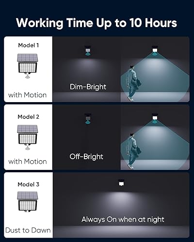 Miniatura 5 de JACKYLED Reflectores solares para exteriores, luz de seguridad IP65, impermeable, sensor de movimiento, del atardecer al amanecer, luz solar de