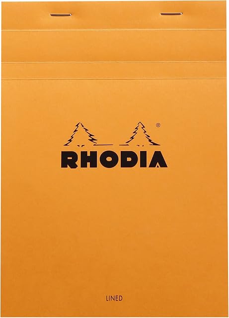 RHODIA 16600C - Stapled Notepad N°16 Orange - A5 - Ruled - 80 Detachable Sheets - White Clairefontaine Paper 80 g/m - Soft, Resistant and Waterproof Coated Card Cover - Basics