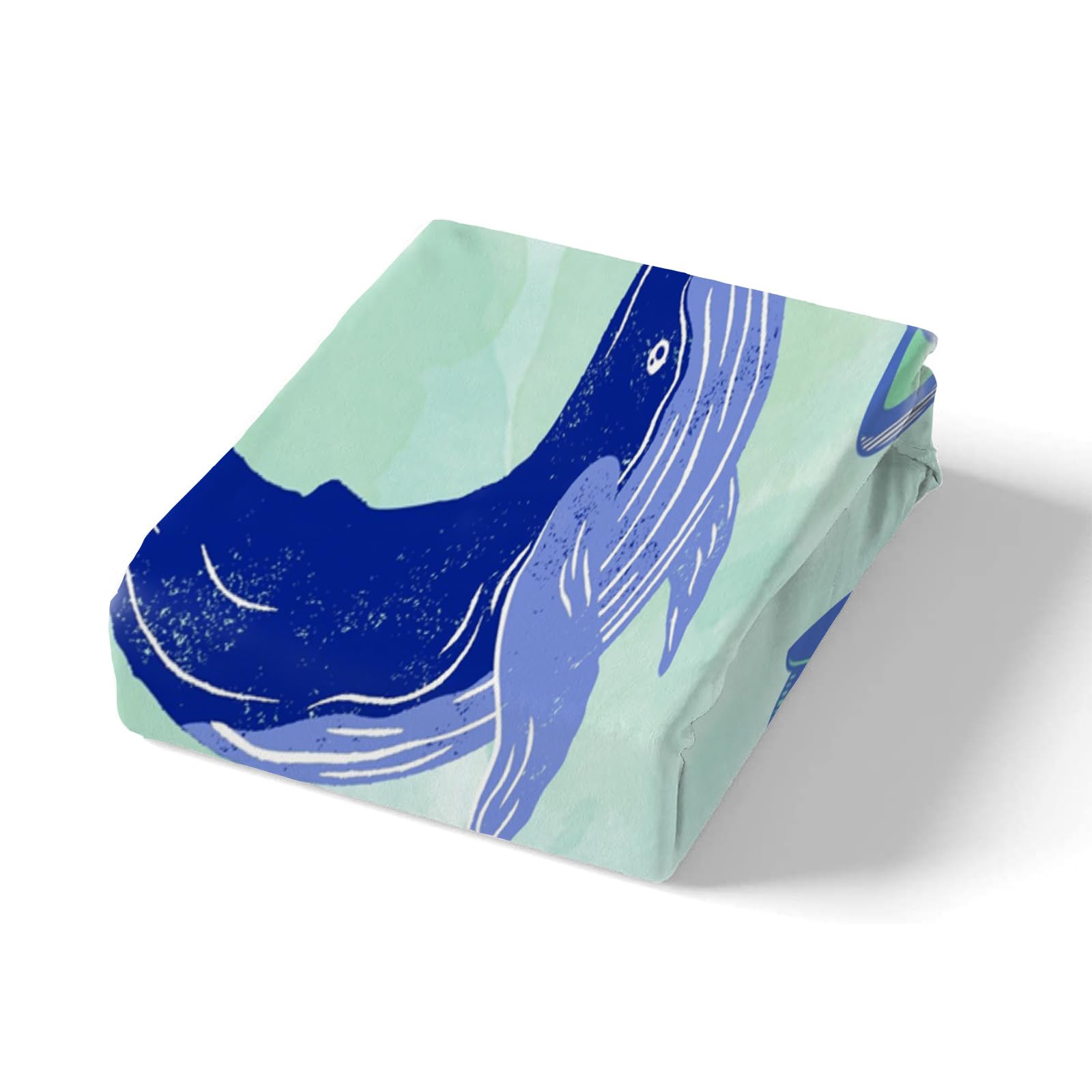Housse de Couette 240 x 260 Vie Marine Bleue Parure de lit 2 Personnes Baleine Sets de Housses de Couettes en Microfibre avec Fermeture éclair Parure de lit + 2 Taies d'oreillers