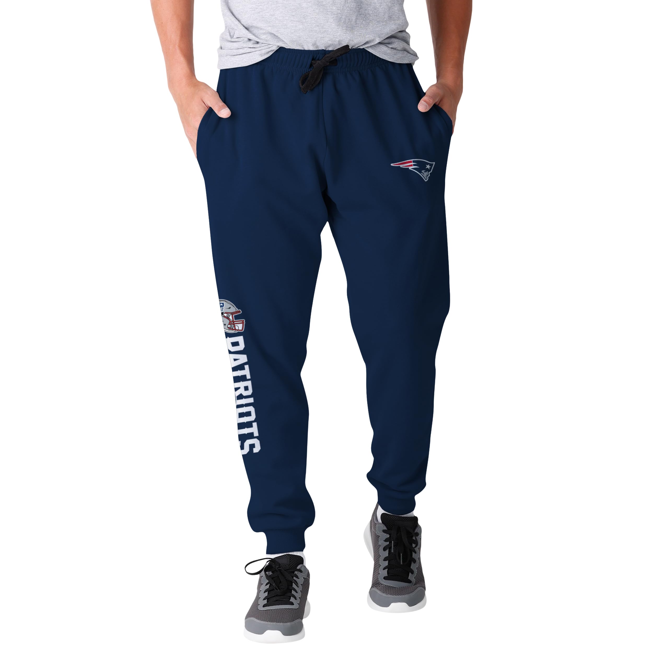 Foco Men's New England Patriots Nfl Officially Licensed Team Color Primary Logo Helmet Football Sweatpants Joggers Pants, Small