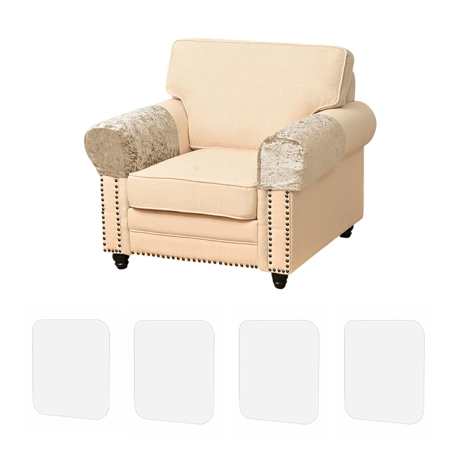 Housse d'accoudoir de canapé textile et 4 patchs de réparation autocollants robustes