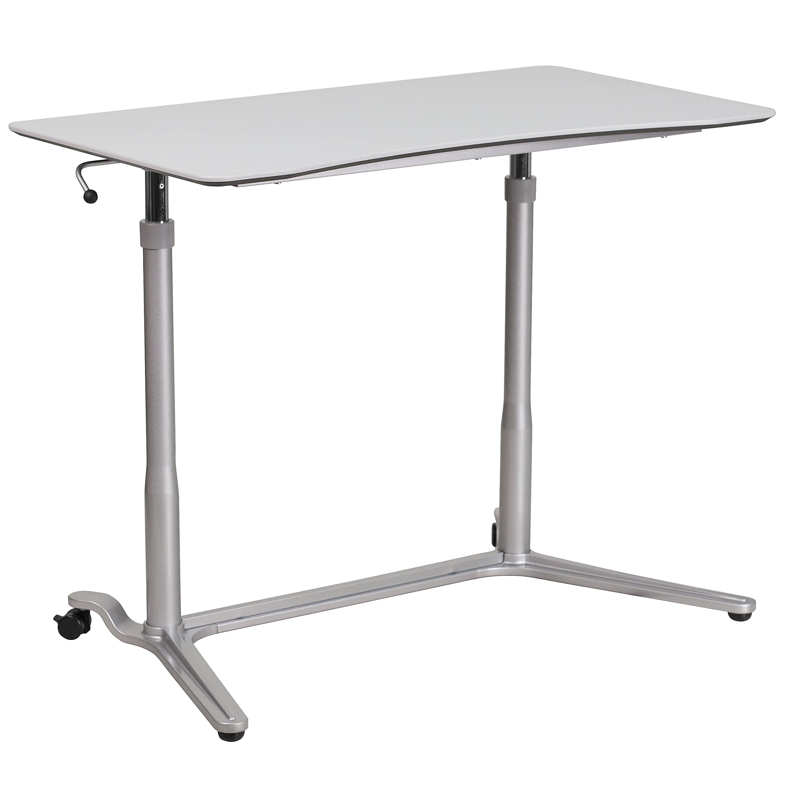 Flash Furniture Sit - Escritorio ergonómico para computadora, Metal, Gris Claro, Juego de 1