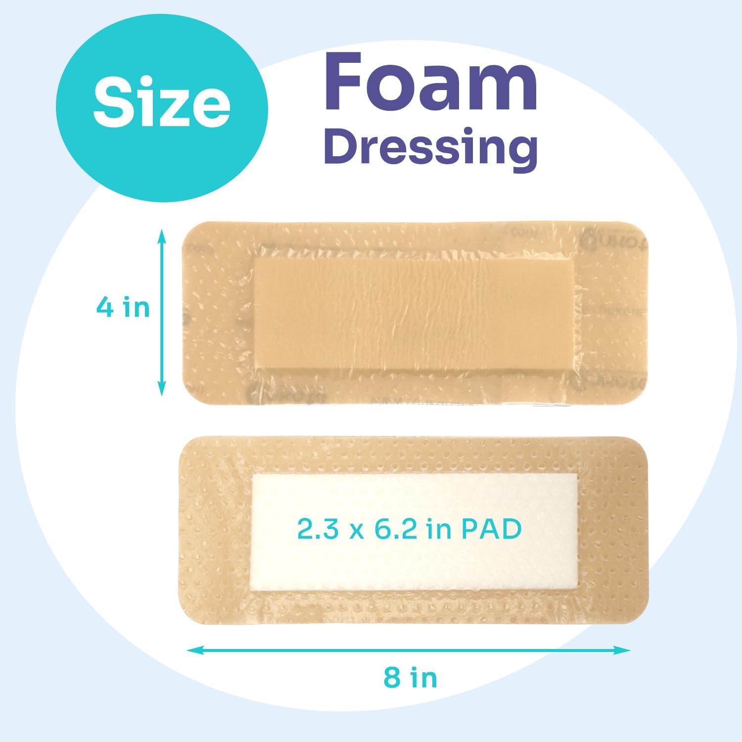 Conkote Silicone Foam Dressings 4'' X 8'', Gentle Adhesive Wound Dressing for Wound Care, Box of 5 Dressings - Image 3