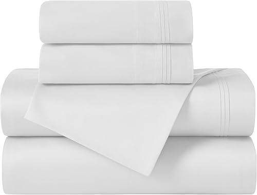 Miniatura 2 de Juego de sábanas de algodón egipcio Superior de 4 piezas, 650 hilos, diseño moderno, sábanas sostenibles, ultrasuaves, básicas, diseño liso, sábana
