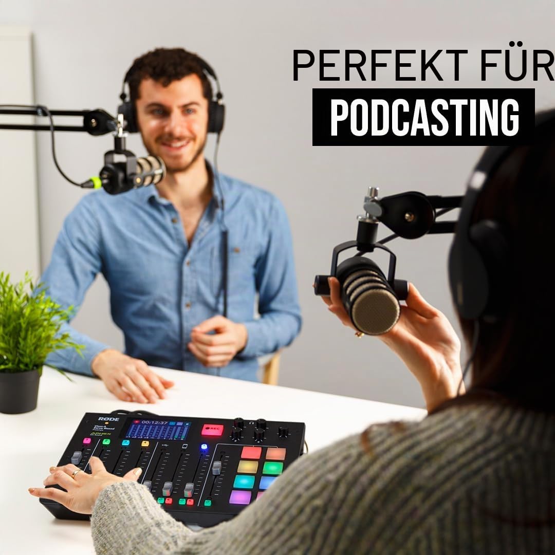 Shure MV7+ Podcast Mikrofon-Verbessertes Audio, LED-Touchpanel & RØDE PSA1 Rundfunk-Gelenkarmstativ, Schwarz