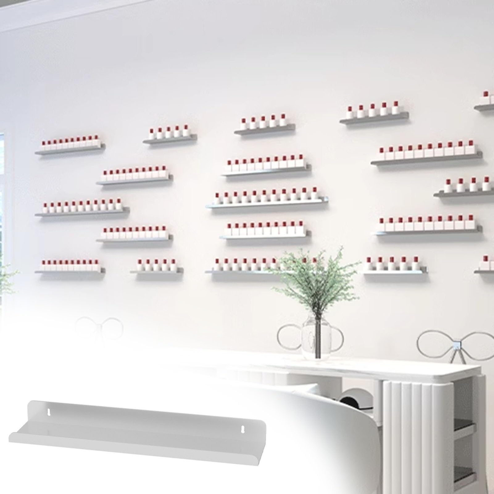 Soporte para Esmalte de UñAs Estantes para Esmaltes de Uñas para la Pared, Soporte Organizador para Esmaltes de Uñas de Pared, Pequeños Estantes para Guardar Pintalabios y Perfumes, Fácil de Colocar (