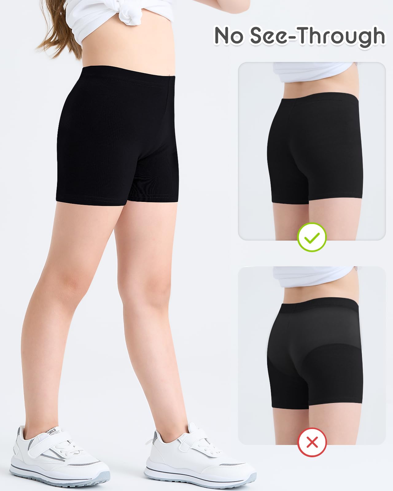 Adorel Girls Shorts Cycling Short Leggings Sports Cotton Summer Pack of 3 - 5