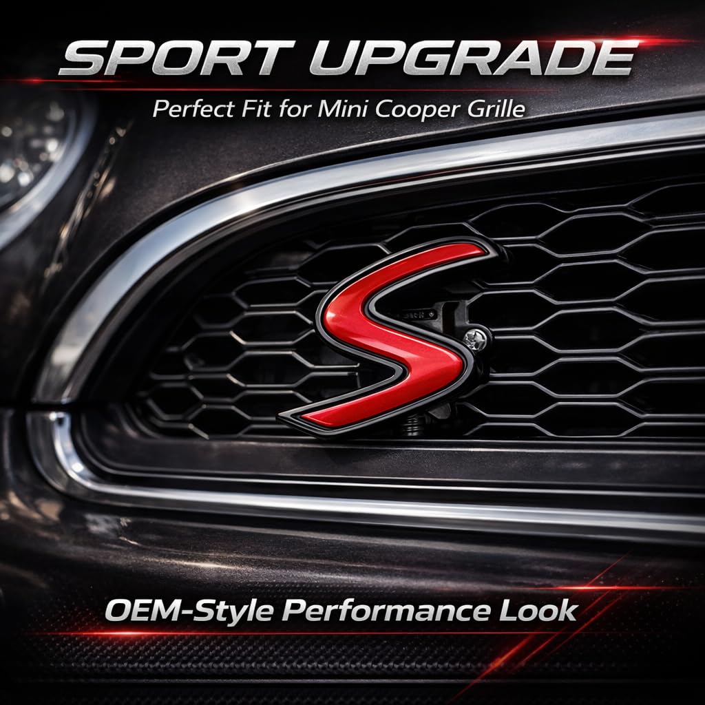 für Mini Cooper Grill Emblem Frontzeichen Zinklegierung Dekoratives Zubehör für Mini One Cooper S JCW Clubman Countryman Cabrio,Mattschwarz