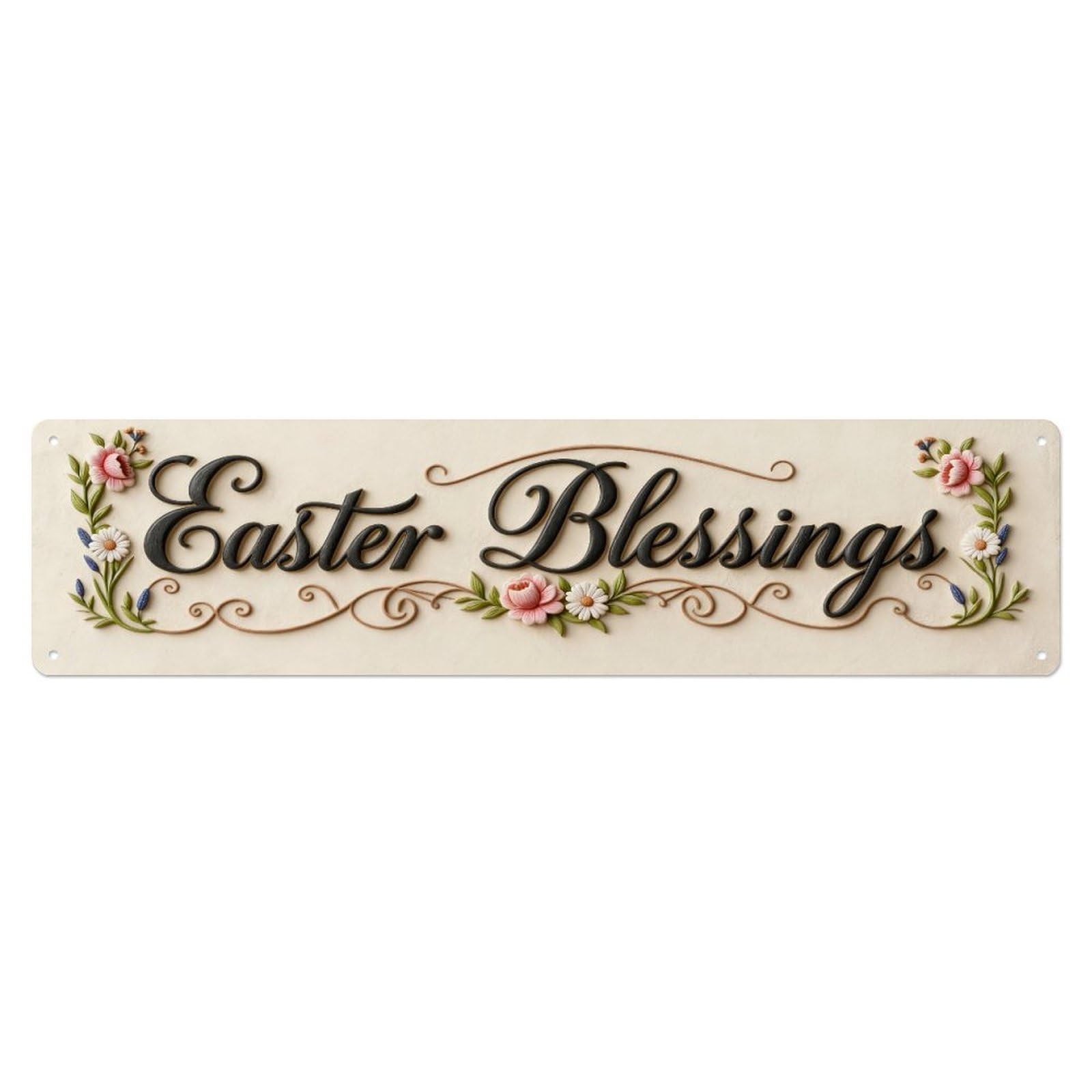 Easter Blessings Floral Design Pattern Metal Tin Sign Plaque