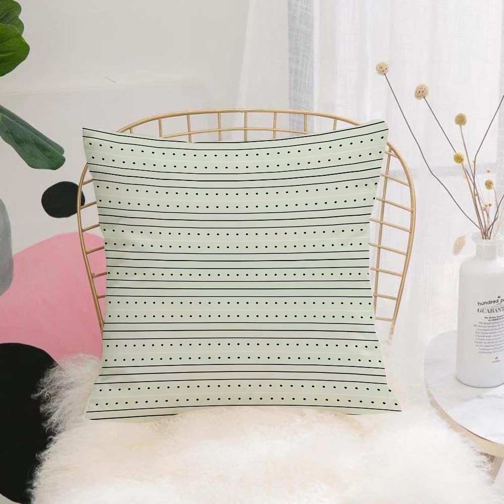 HYMSXW Cushion Cover,Throw Pillow Case Home Decorative for Living Room Bedroom Sofa Chair 20X20 Inch,Geometric line dot pattern, dotted repeating stripes on light green background,Pillowcase 50X50cm