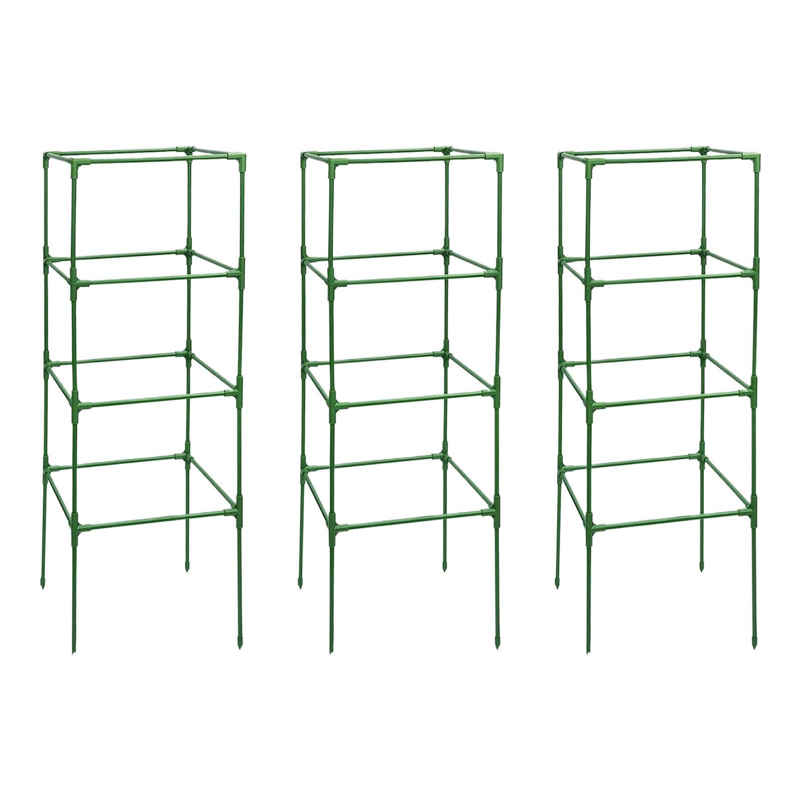 Entutorado para Tomates Soporte Cuadrado Ajustable en Altura de 3 Piezas | Tutor de Plantas Resistente para Judías Pepinos Verduras Rosas Peonías Macetas Bancal Elevado Jardín Patio Césped