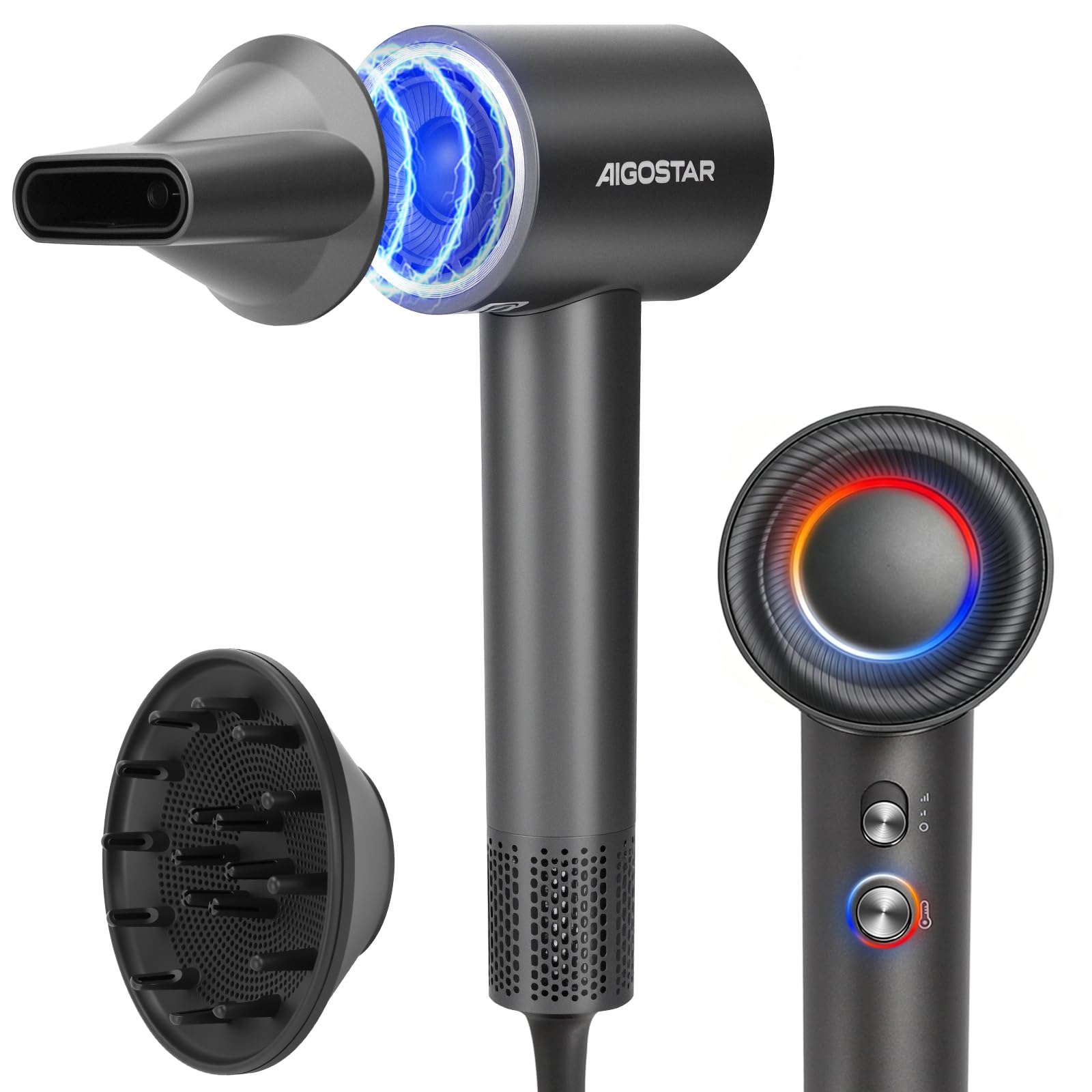 Aigostar Ionen Haartrockner mit Diffusor, BLDC Motor 110000 U/min