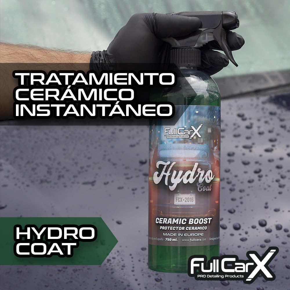 AutoFullCar – Hydro Coat Tratamiento Cerámico Hidrofóbico Coche 5 Litros | Sellador Rápido Antilluvia | Protege Pintura, Llantas, Cristales | Brillo y Repelencia al Agua