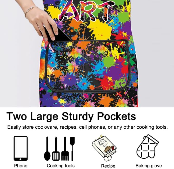 Miniatura 5 de PXTIDY Delantal de artista para amantes del arte, delantales de pintor, regalo para profesores y estudiantes para amantes de la pintura