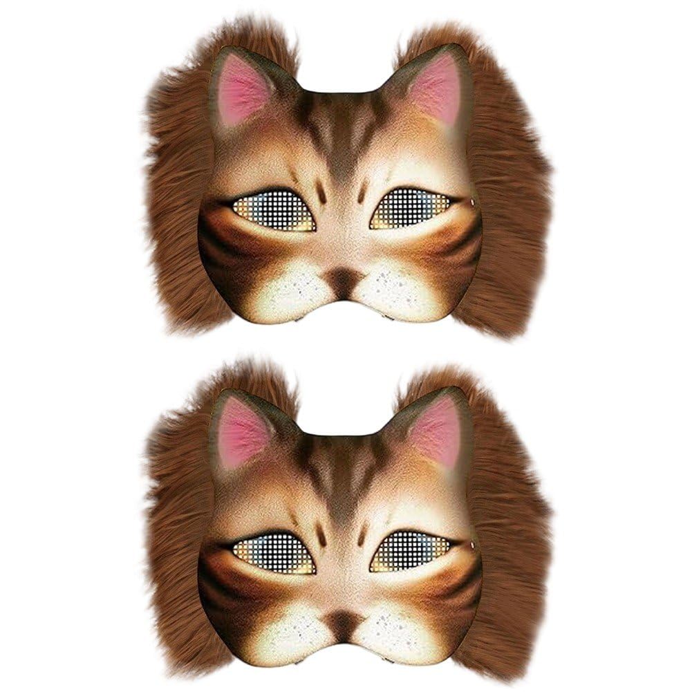 Abbdbd 2set Therian Cat Mask Kit Diy Furry Mask Set Blank Foxcat Mask with Realistic and Eye Mesh, Diy Therian Mask Making Kit for Cosplay