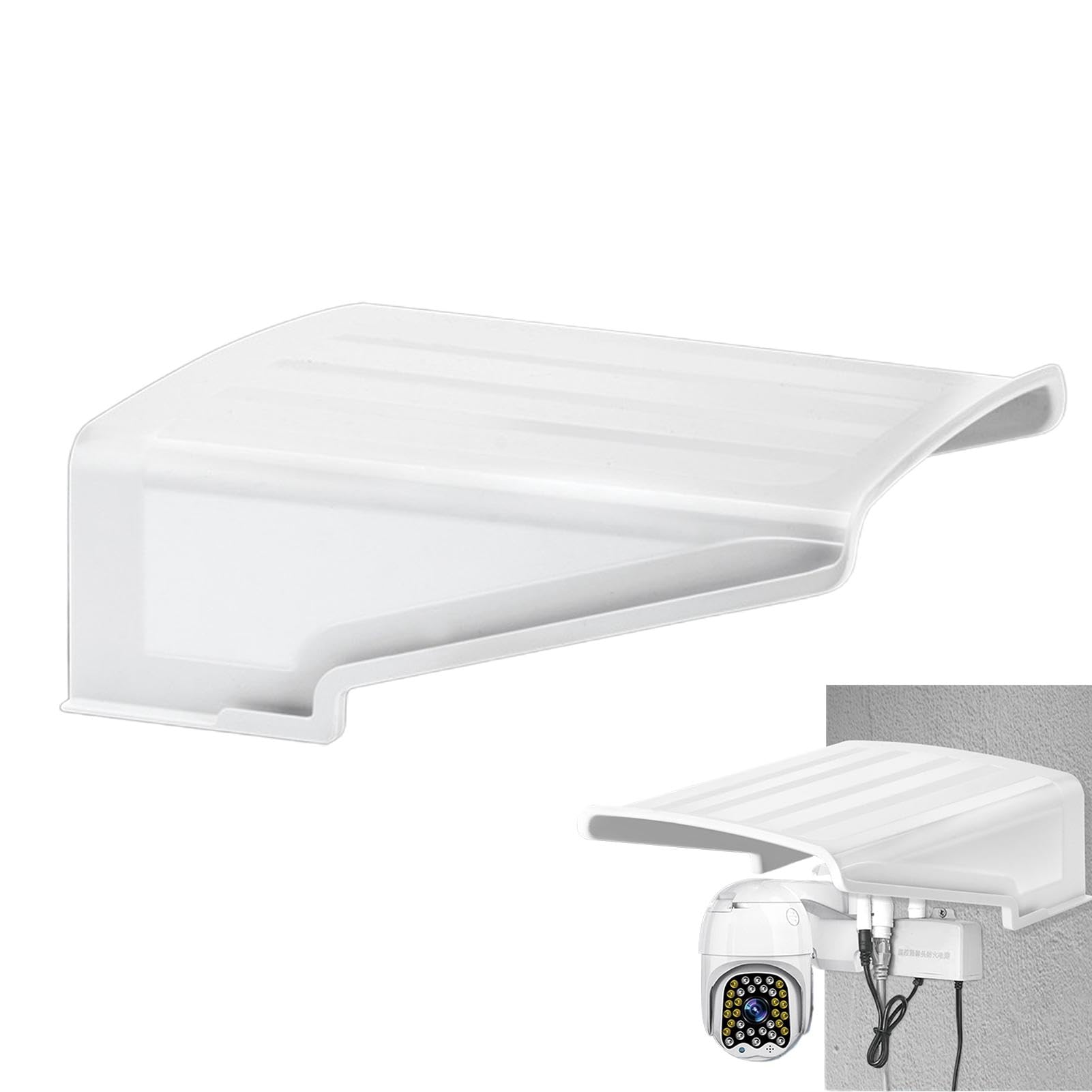 Copertura Universale Per Fotocamera Di Sicurezza Esterna – Tettuccio Parapioggia E Parasole In ABS, Staffa Da Parete (Nero) - 2