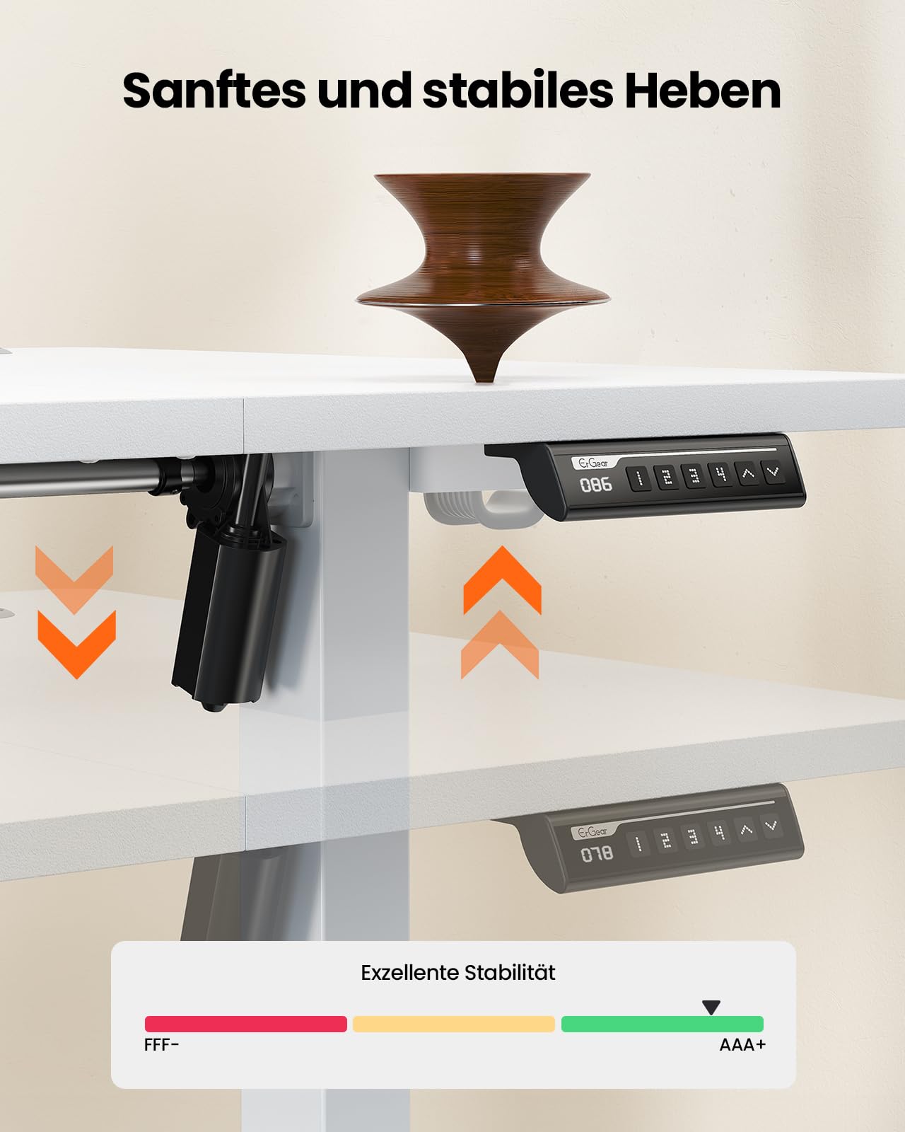 ErGear Elektrisch Höhenverstellbarer Schreibtisch 140x70 cm, 4 Memory-Funktion, Gaming Tisch mit Vierteilige Tischplatte