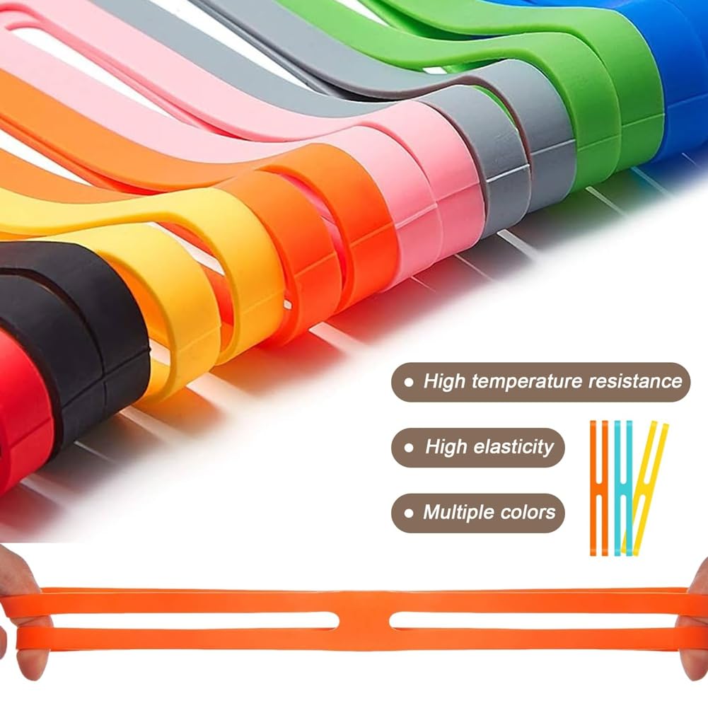 Aurelicxy 20pcs Wide Elastic Silicone Rubber Bands,5 Sizes Colourful Tear- Rubber Rings - Image 3