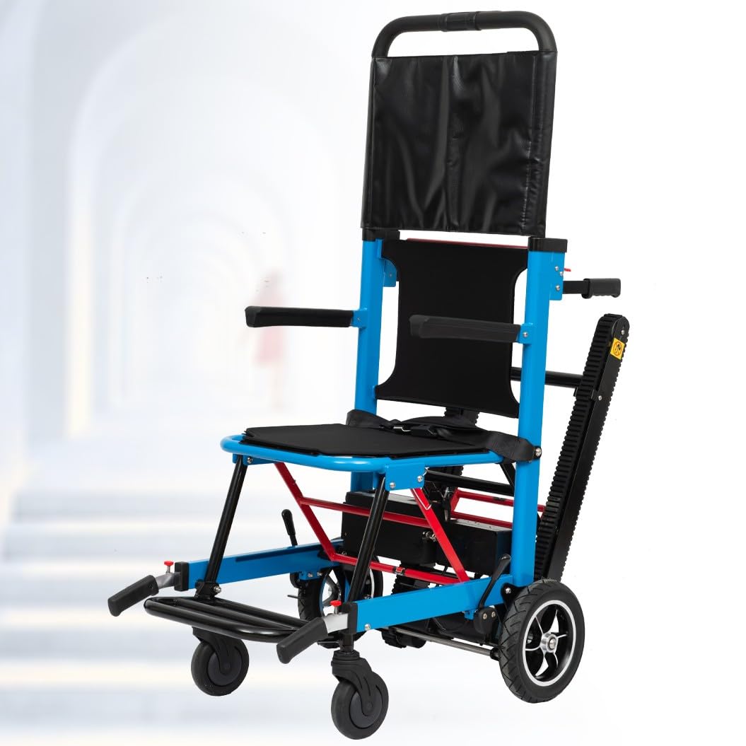Montascale Elettrico Cingolato,Montascale Elettrico,Scala Portatile Pieghevole,Montascale Elettrico per Carrello A Mano,Carico 169 Kg/373 Libbre,Sedia di Evacuazione Regolabile A