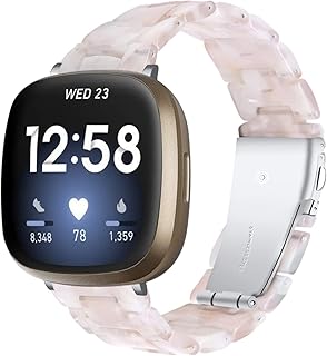 Kabbba Resin Watch Band Compatible with Fitbit Versa 3/Fitbit Sense,Lightweight Adjustable Fashion Bracelet Wristband Replacement for Women Men with Stainless Metal Buckle