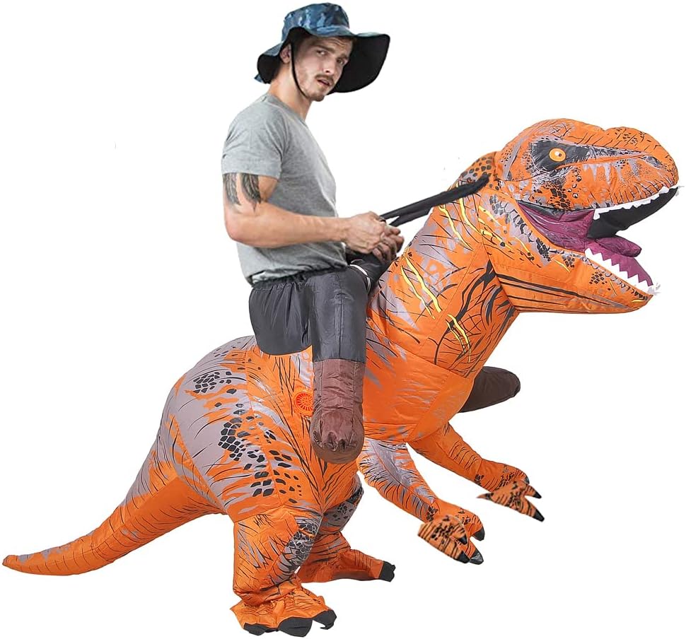 JASHKE Ride on Dinosaur Costume Inflatable Dinosaur Costumes Fancy Dress for Adult