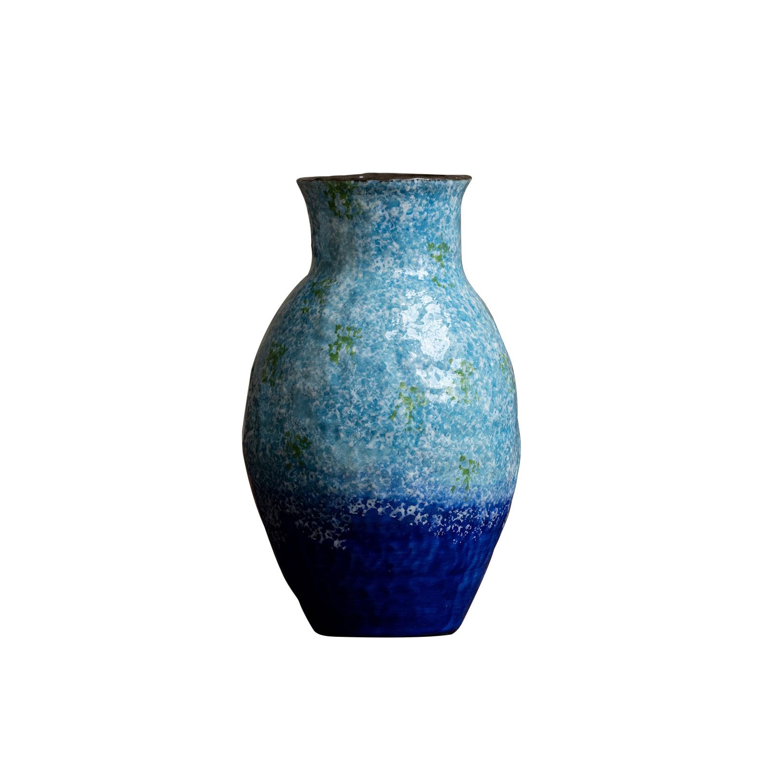 Nzzkoides Blue B Ceramic Blue Vase For Dried Flowers, Vintage Art Vase, Ornament For Living Room, Bedroom, Study Room, Shelf, Floor, Various Styles(Size:16 * 16 * 27Cm,Color:blue B)