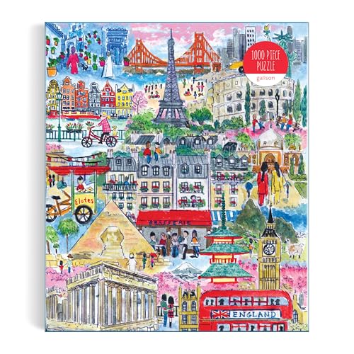 Rompecabezas Galison Ciudades del Mundo, 1000 piezas, ilustrado por Michael Storrings, paisaje urbano, desafiante, papel reciclado, sin polvo, tamaño final 27" x 20" miniatura 5