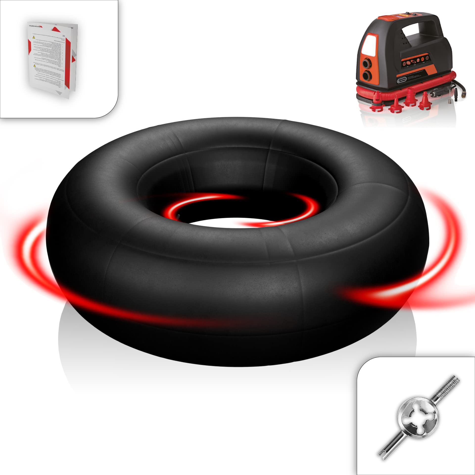 SKINHAWK LKW Schlauch Rodelreifen Rutschreifen Snowtube Schlitten Bob ca. Ø 80cm mit elektrischen Hochleistungspumpe