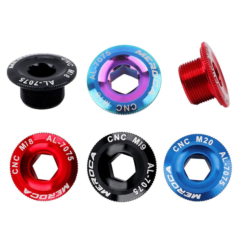 HARFINGTON 2pcs M19 Crank Cover Screws For Mountain & Road Bikes - 7075 Aluminum Alloy, Red, Chainring Fixing Bolts