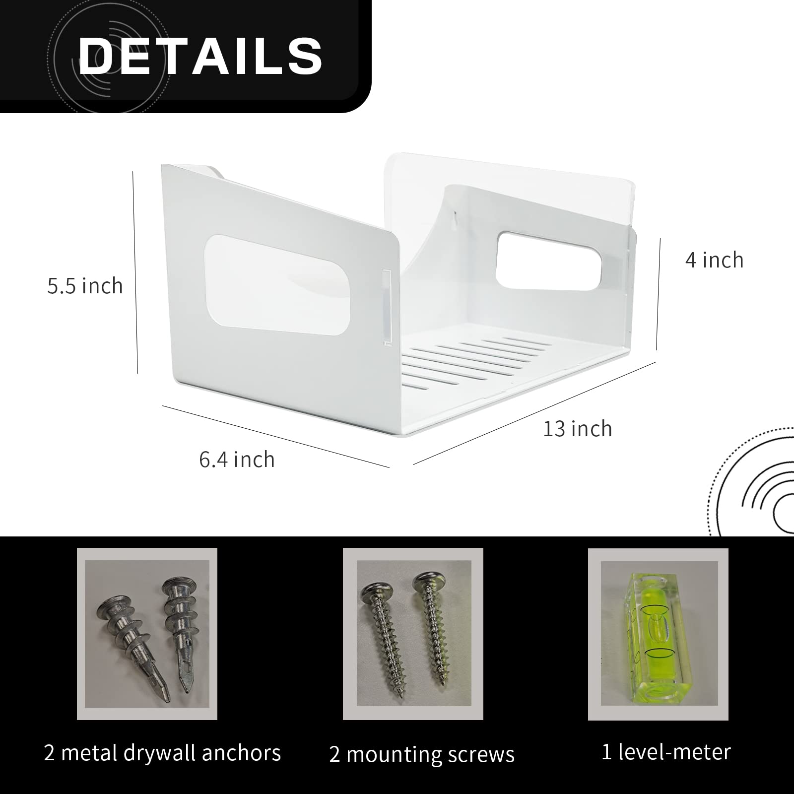 Arriart Vinyl Record Storage - Wall Mount Record Display Holder, Acrylic Vinyl Record Album Shelf, Fits 40 Albums, White - Image 2