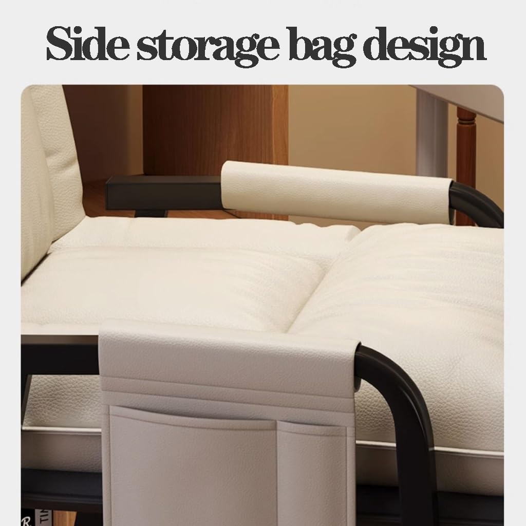 WIGSELBL Ergonomiczne krzesła biurkowe, mały fotel, leniwa pojedyncza sofa krzesło z podnóżkiem i poduszką, tapicerowane krzesło do czytania rekreacyjne z regulowanym oparciem i bocznymi kieszeniami