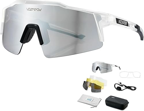 VOZAPOW Polarized Cycling Sports Sunglasses 4 lenses, Biking Sunglasses for Men Women Youth, Driving, Running, Baseball