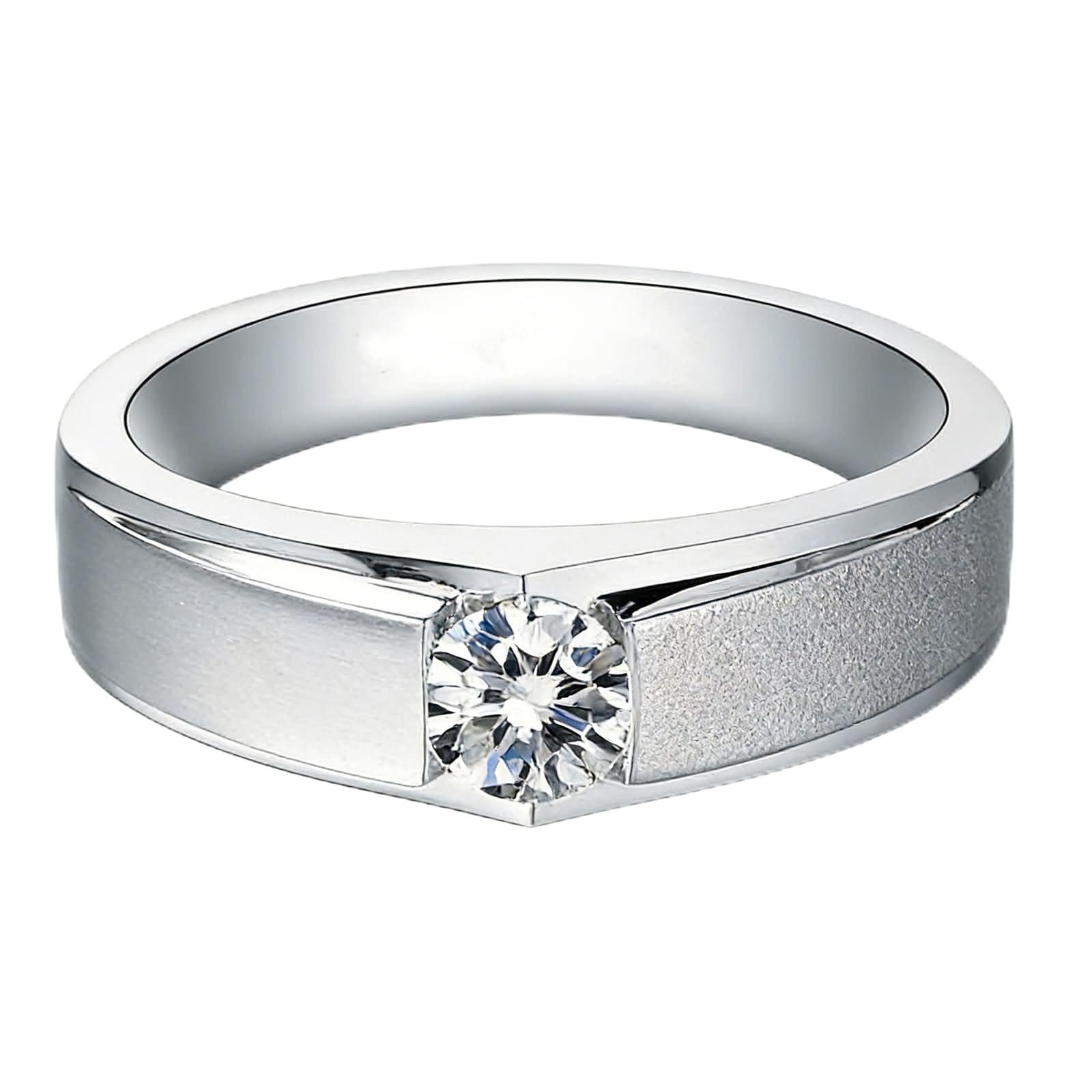 Pierścionek zaręczynowy 9K / 14K / 18K Białe złoto Para 750, 0,2 ct, okrągłe diamenty, srebrne pierścionki zaręczynowe dla mężczyzn i kobiet