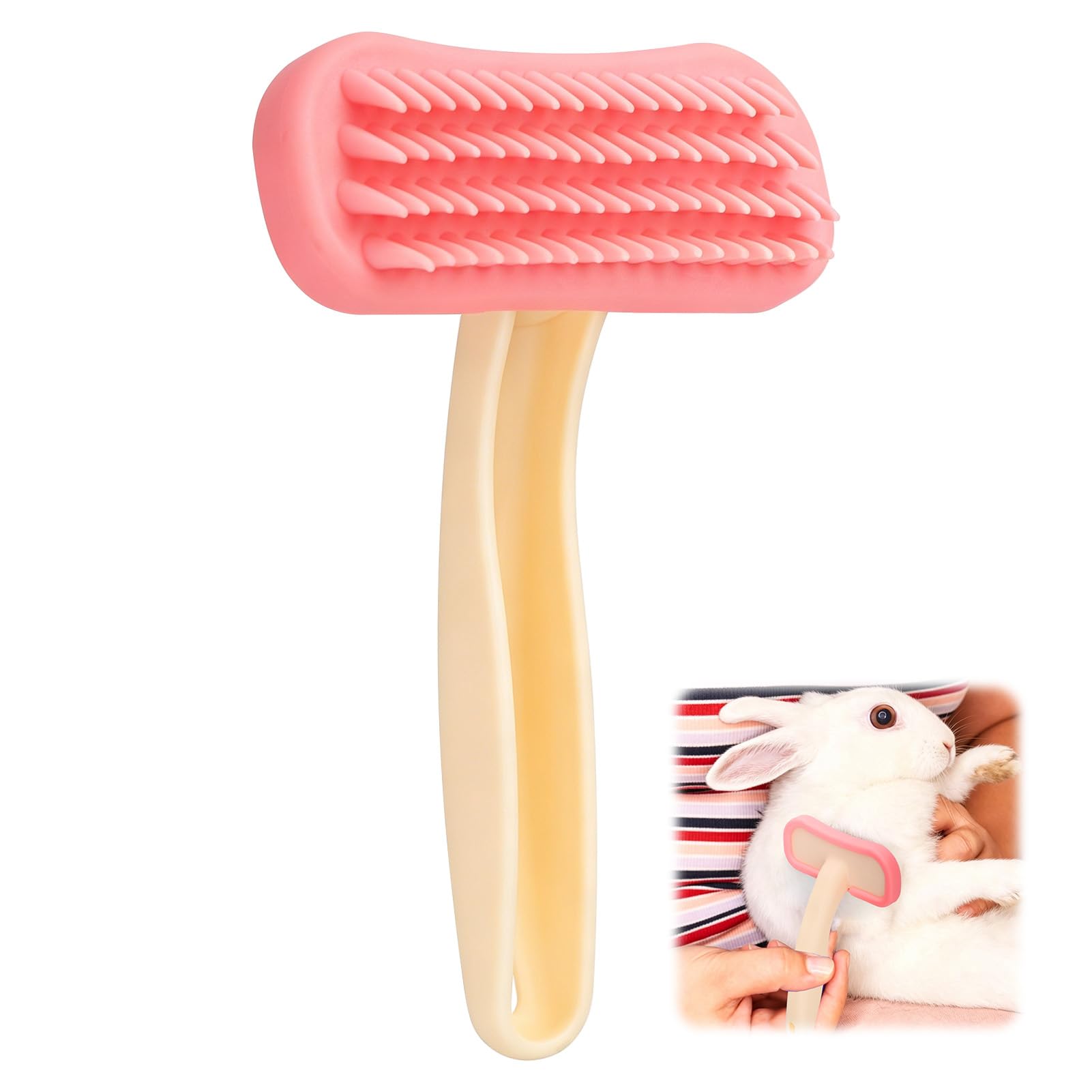 Rabbit Brush, Soft Silicone Small Animal Grooming Brush, Bunny Massage Comb for Shedding and Cleaning, Gentle Pet Grooming Tool for Rabbits, Guinea Pigs, Cats, Puppies and Other Small Pets