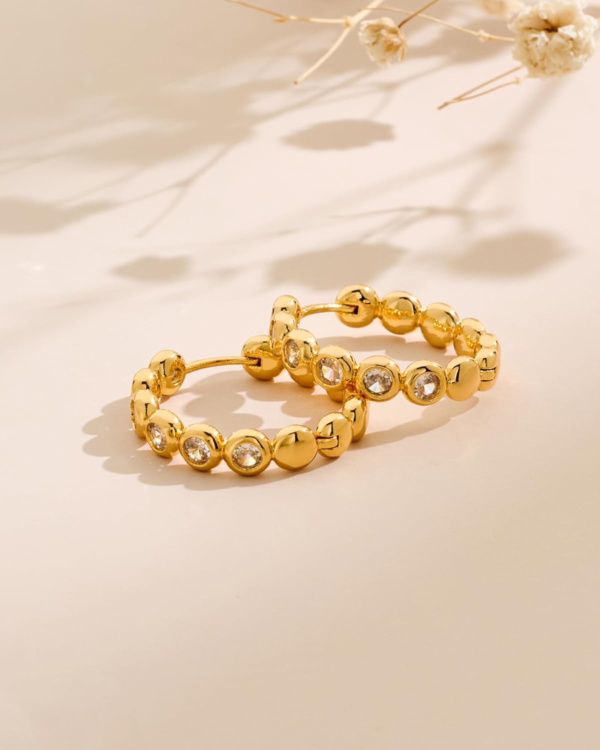 Gold Hoop Earrings For Women Zircon Statement Earrings With Bead Dot Huggie Earring Trendy Jewelry Presents - Image 5