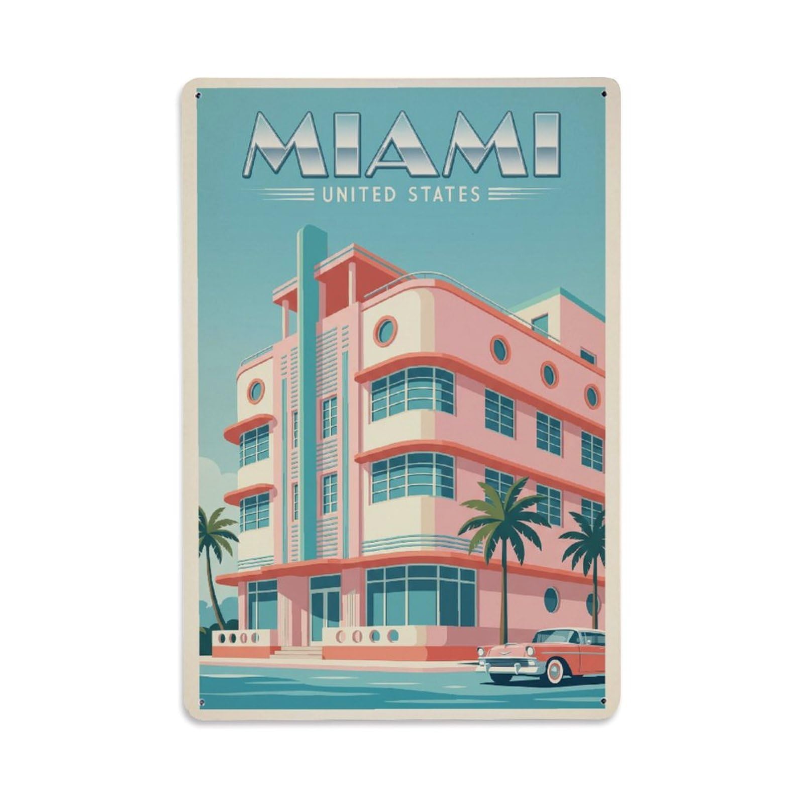 Xanthor Style Vintage Usa Miami Travel Metal Tin Sign