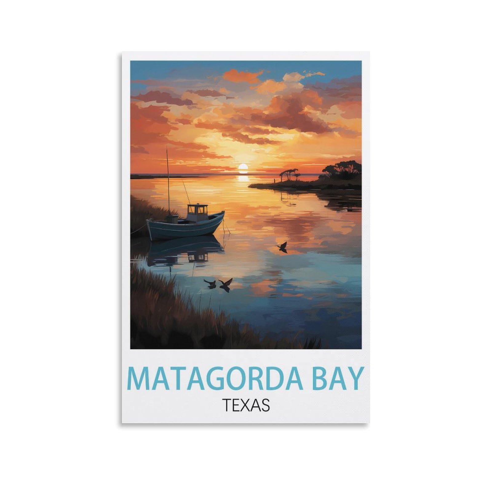 Metal Tin Sign Metal Wall Decorative Tin Signs for Home Kitchen Bar Coffee Shop Club Orchard Decoration Matagorda Bay Texas Posters 15x30cm
