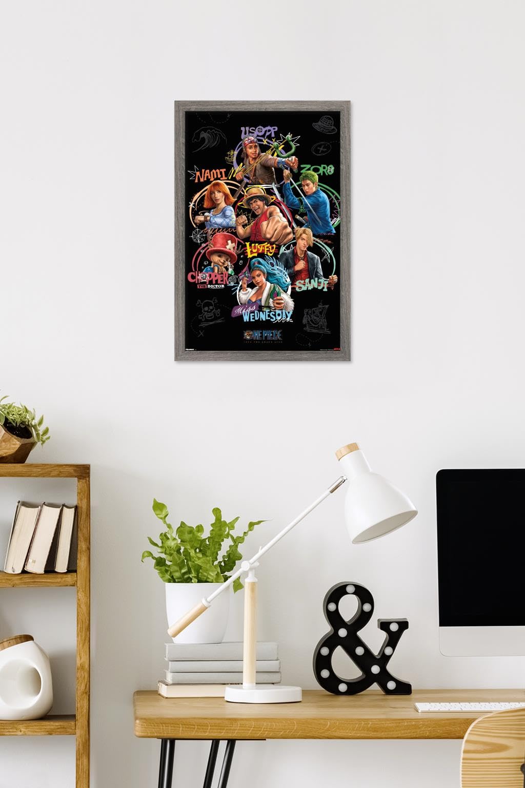 Netflix One Piece: Season 2 (2026) - Straw Hat Grid Wall Poster, 22.4L" x 14.7W", Barnwood Framed Version - 3