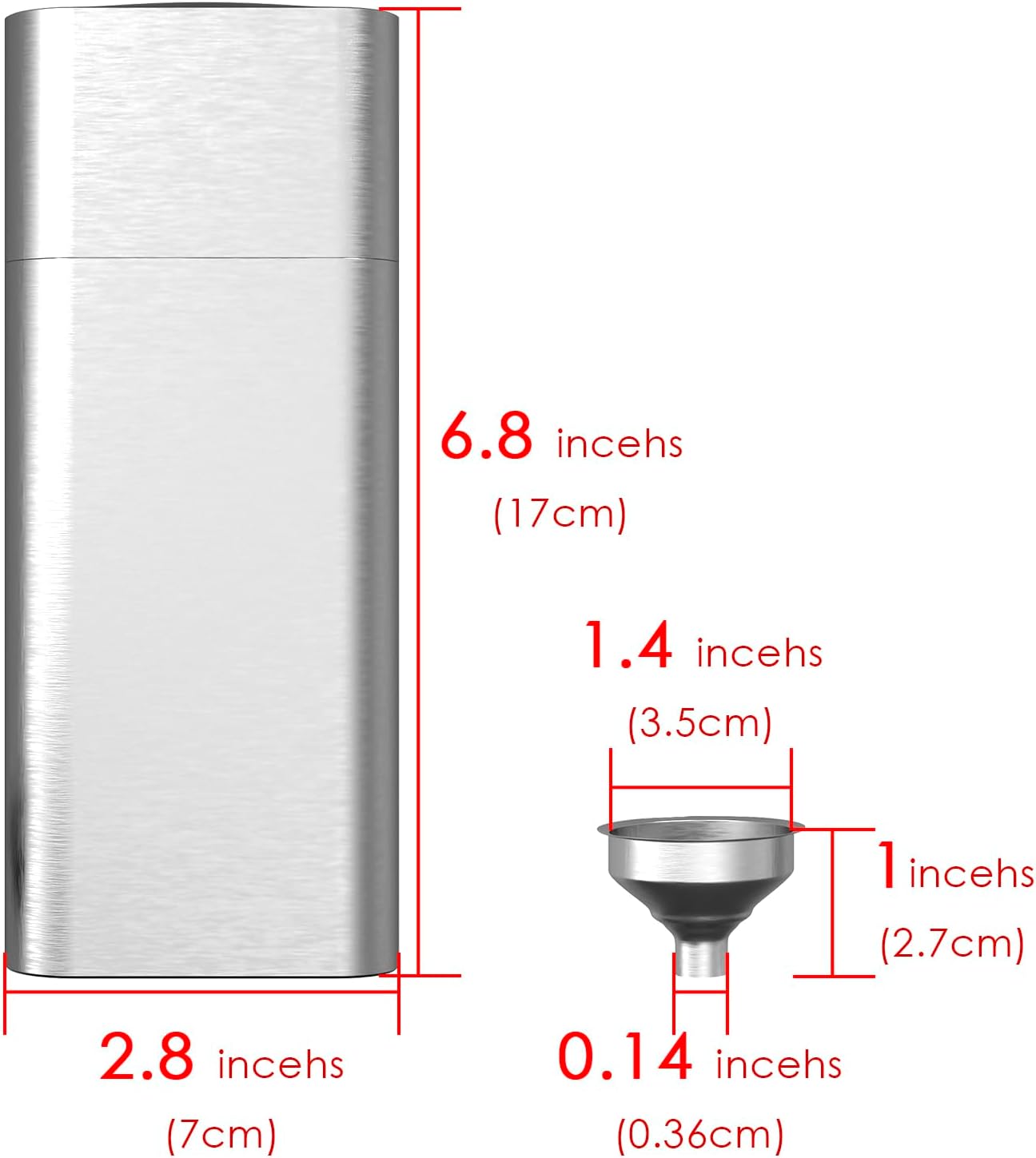 Linkidea 2oz Stainless Steel Hip Flask with Cigar Tube and Funnel, Portable Travel Case Fits 50 Ring Gauge, Gift for Men (Silver)