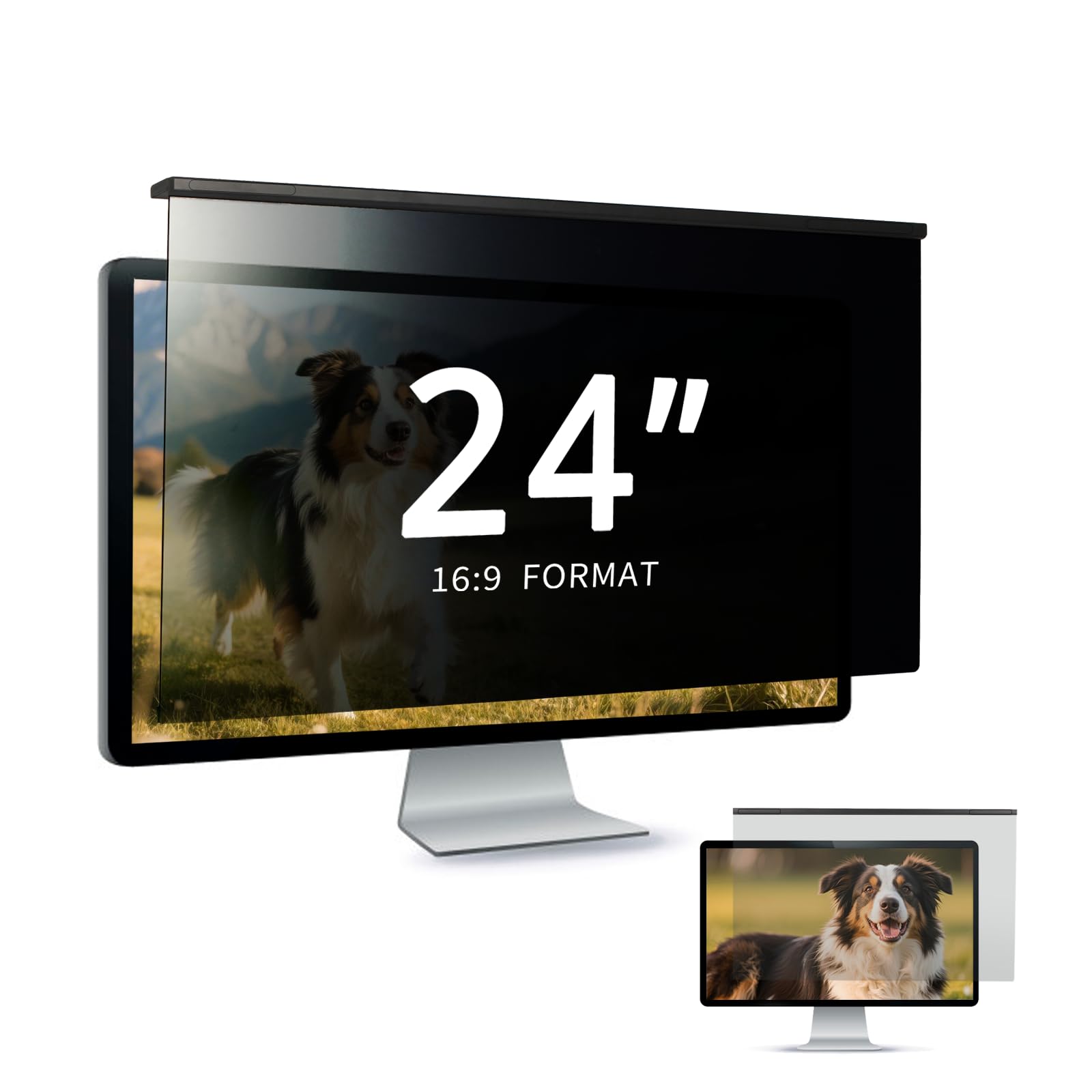 Filtre de Confidentialité Amovible 24 Pouces 16:9 Anti-Reflet HD Anti-Lumière Bleue pour Moniteur 54 x 32,9 cm