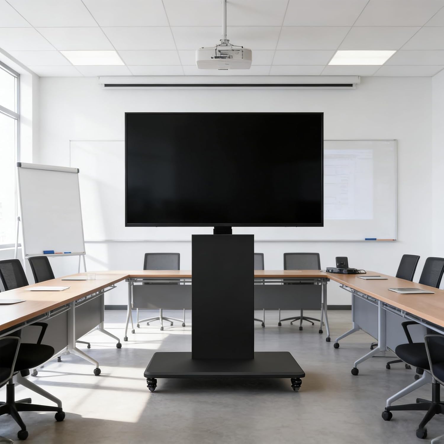 Motorized Mobile TV Cart, Electric Lifting Stand for 26-70 Inch LCD OLED Flat Panel Screen, tv Portable Stand Electric Lifting with Remote, max Load 286 lbs, max VESA 400x400mm (27-60 inch)