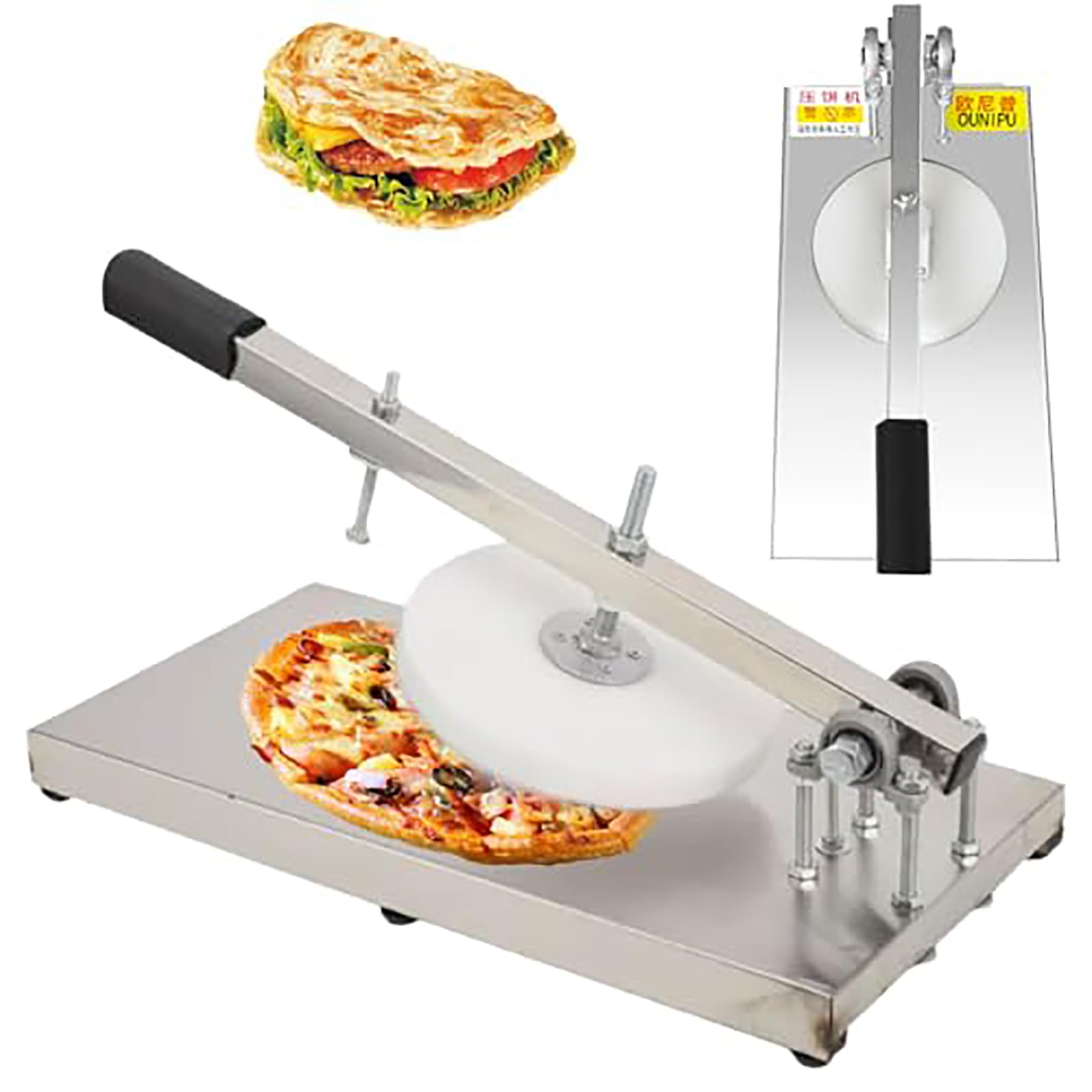 Pressa manuale per pizza con spessore regolabile e piastra antiaderente per pasticceria e croste fatte in casa