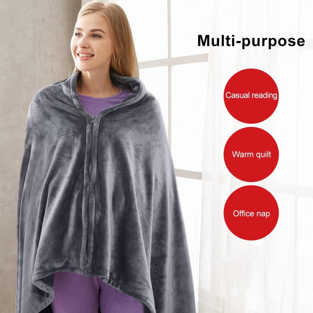 review USB Heated Cape Blanket, Cordless USB Electric Shawl Blankets Portable Heats up Quickly Car Home Office Travel Electric Poncho Wrap for Women Men Washing in Machine